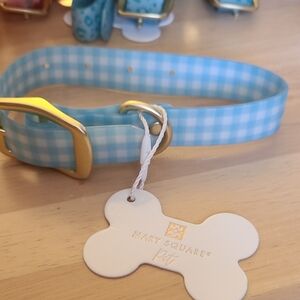 Mary Square Pet Blue Checkered Dog Collar